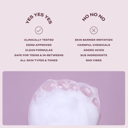 YES DAY Float Foam Face Cleanser formula benefits shown beside gentle, skin-friendly icons.