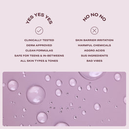 YES DAY Inner Beam Hydration Mist clean formula graphic with YES YES YES and NO NO NO ingredient callouts shown beside product droplets.