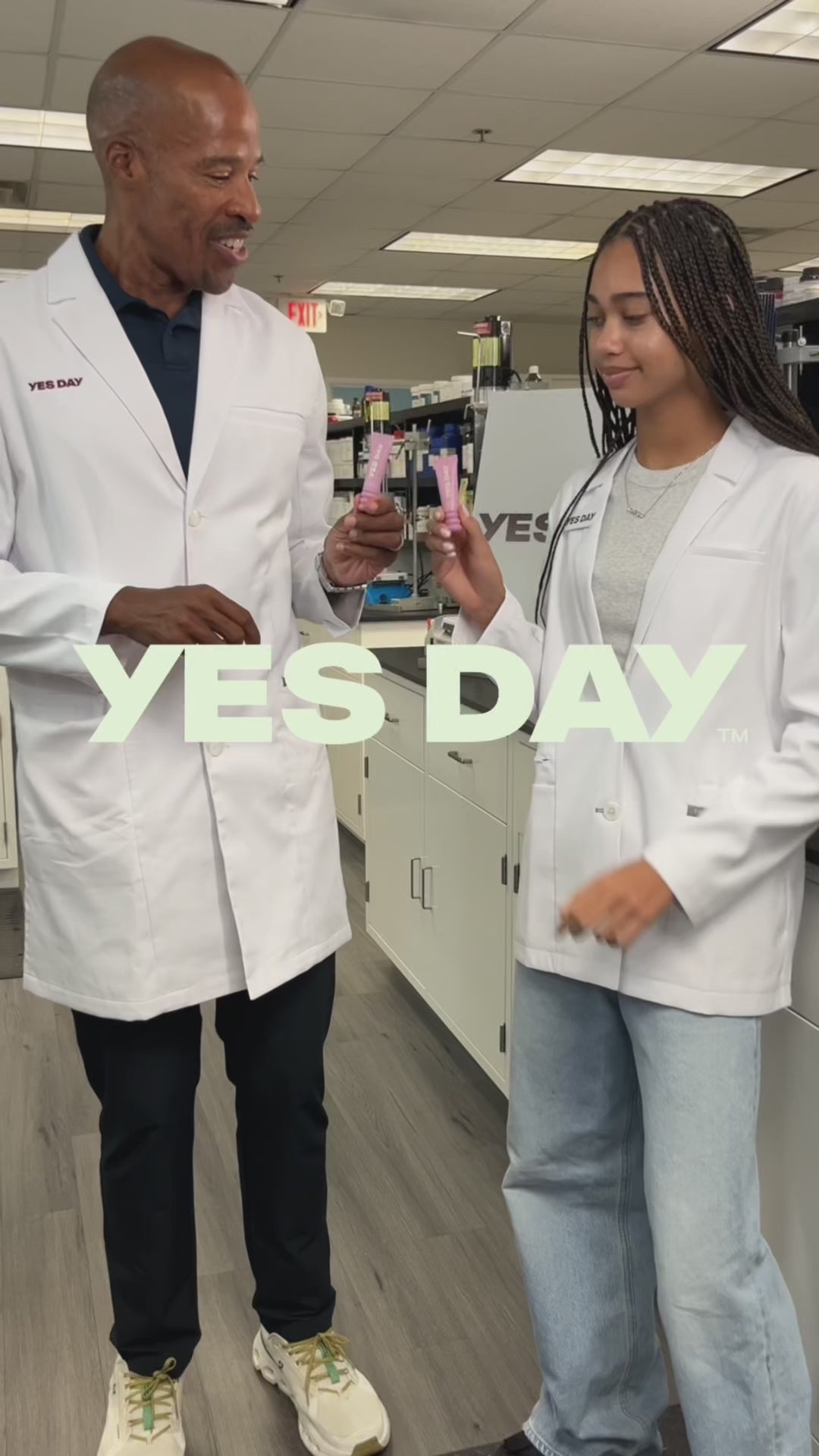 YES DAY founders Ron Robinson and Coco discussing the science behind the Yes Magic formula for teen skincare.
